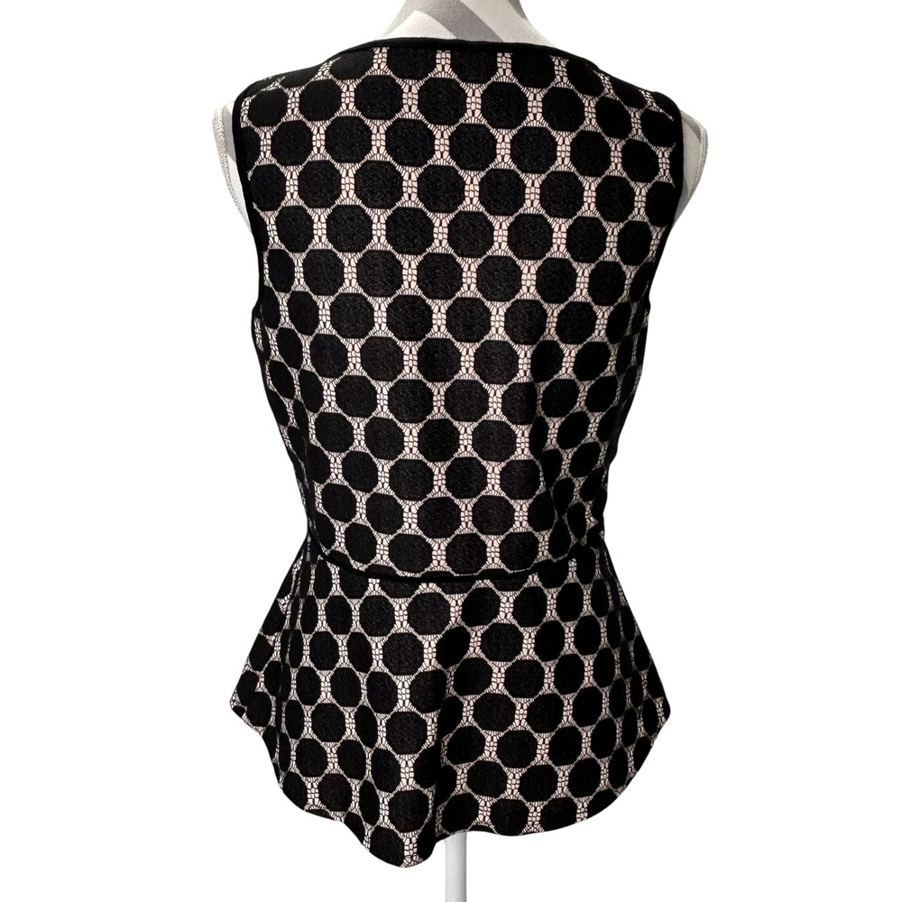 Weston Wear Black‎ White Polka Dot Peplum Top Sleeveless Women's Size M - Picture 2 of 11
